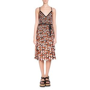 NWT Kenzo Sleeveless Floral-Print Striped Midi Dress Size XS